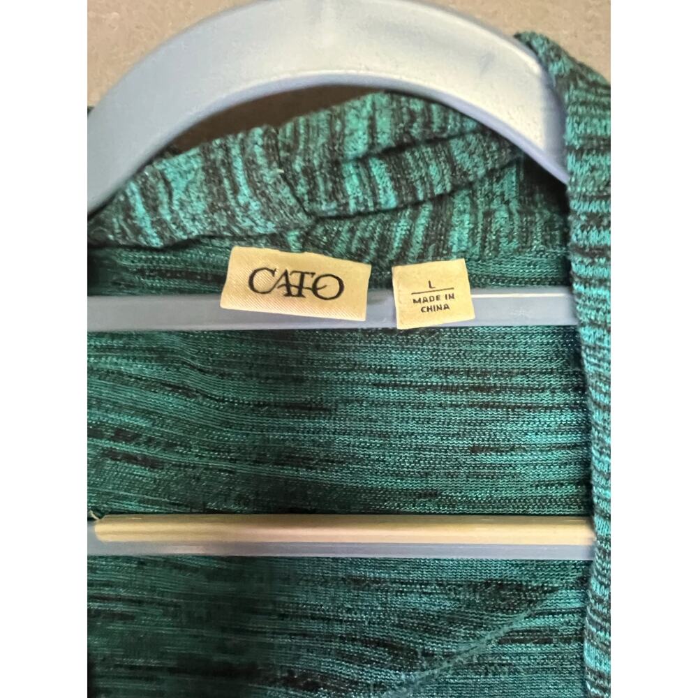 Cato Space Dye Teal Short Sleeve Cardigan Top Set Size L - Picture 5 of 7